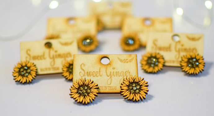 Sunflower button studs