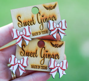 Baseball lovin’ bow studs