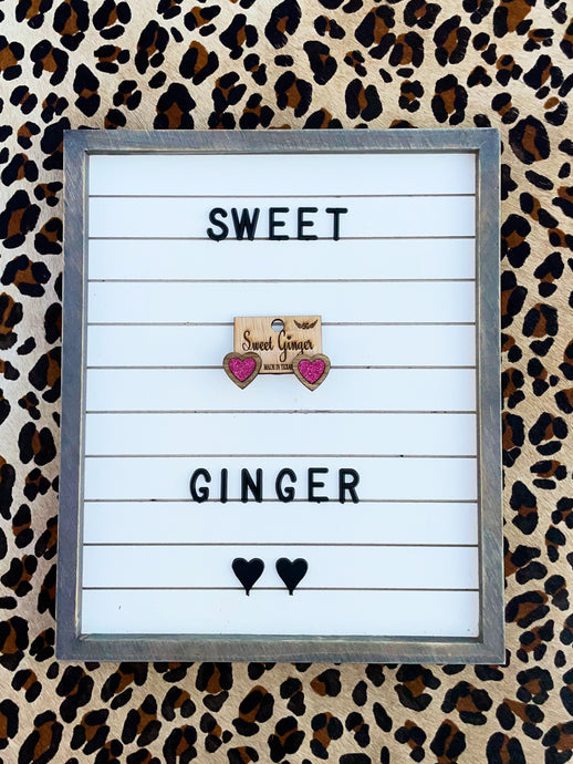 Hot Pink Heart Studs