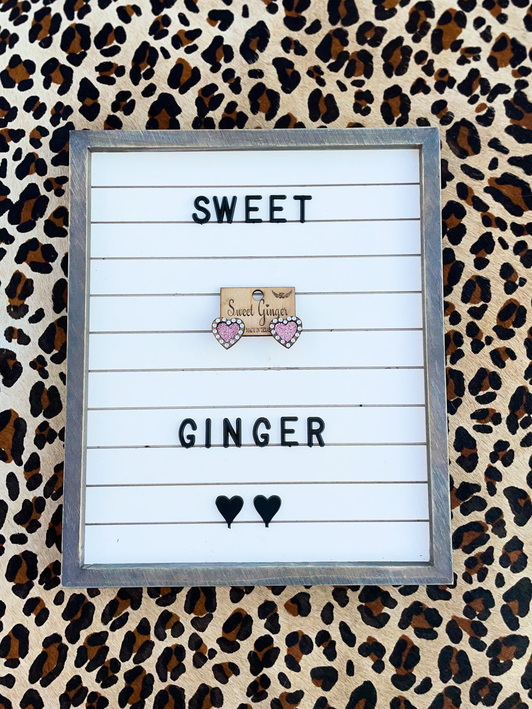 Light pink heart studs with stones