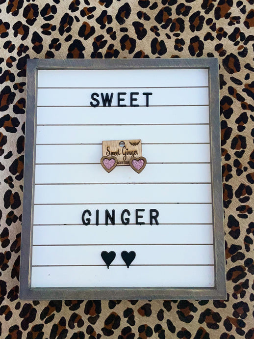 Light pink heart studs