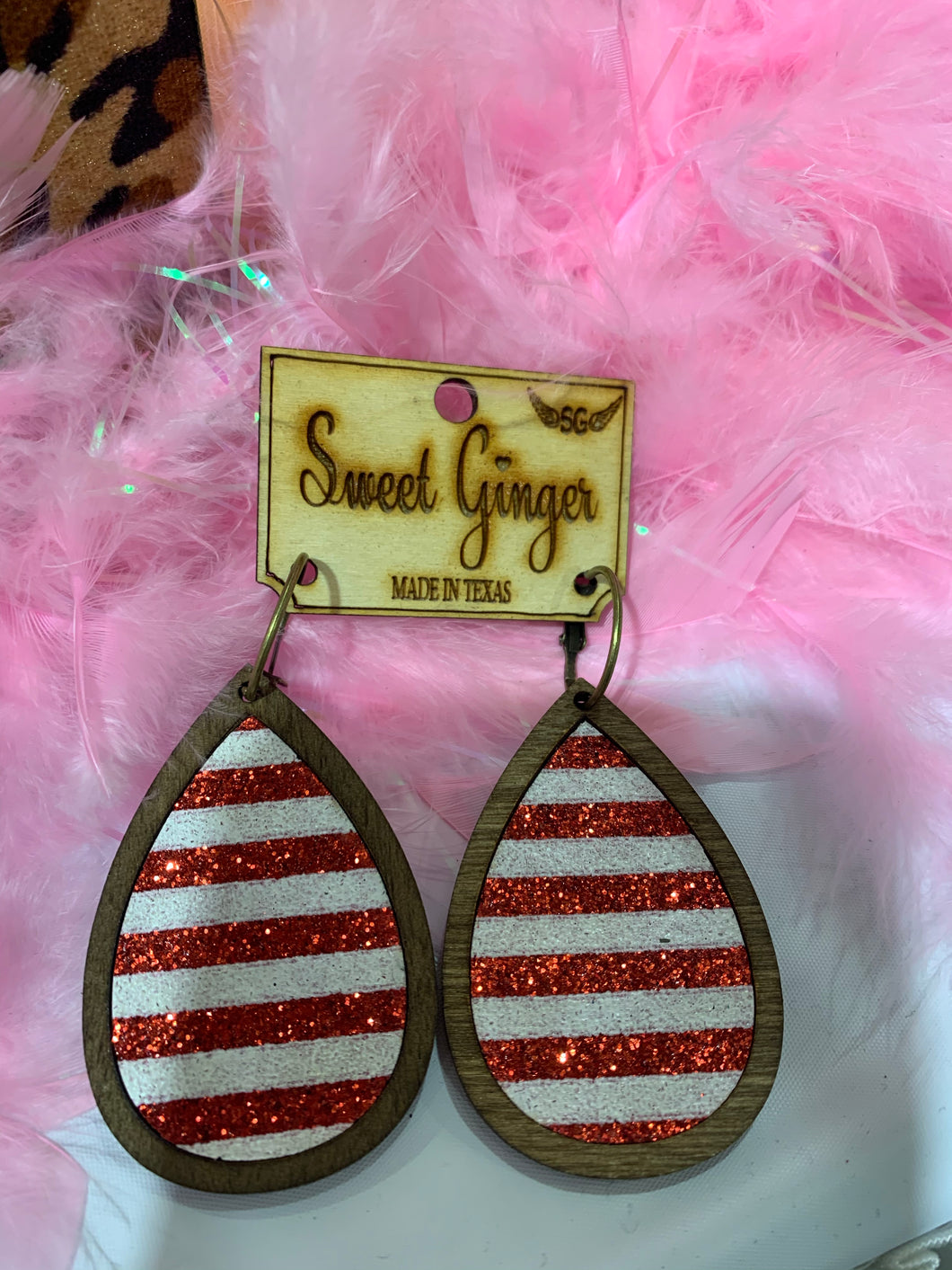Red & White Striped glitter