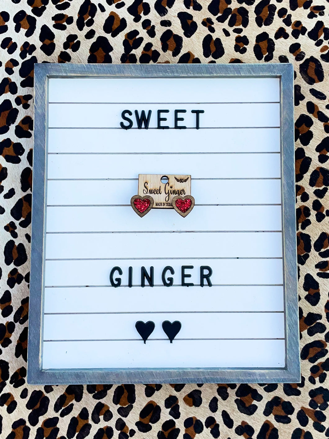 Red glitter heart studs